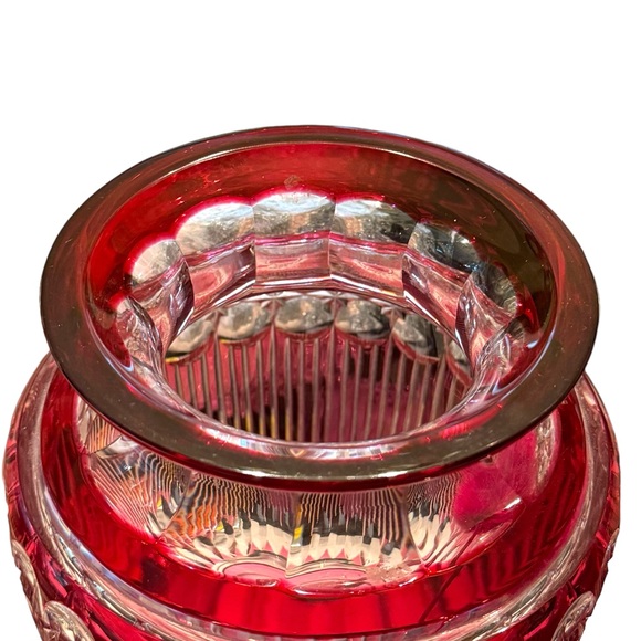 Antique Art Deco Val St Lambert Belgian heavy crystal vase glass Cranberry 11” - Picture 5 of 7
